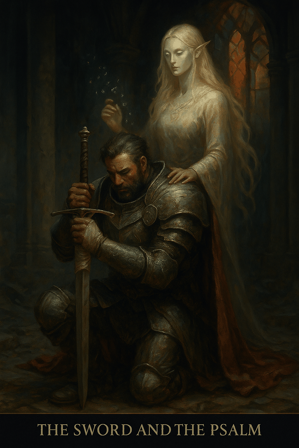 David and Danea - The Sword and the Psalm, a Priest in prayer with his elven Handii